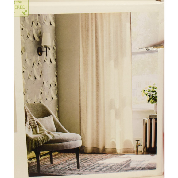 Threshold 54x95" Light Filtering Linen Rod Pocket Curtain Panel Natural* - Picture 1 of 5